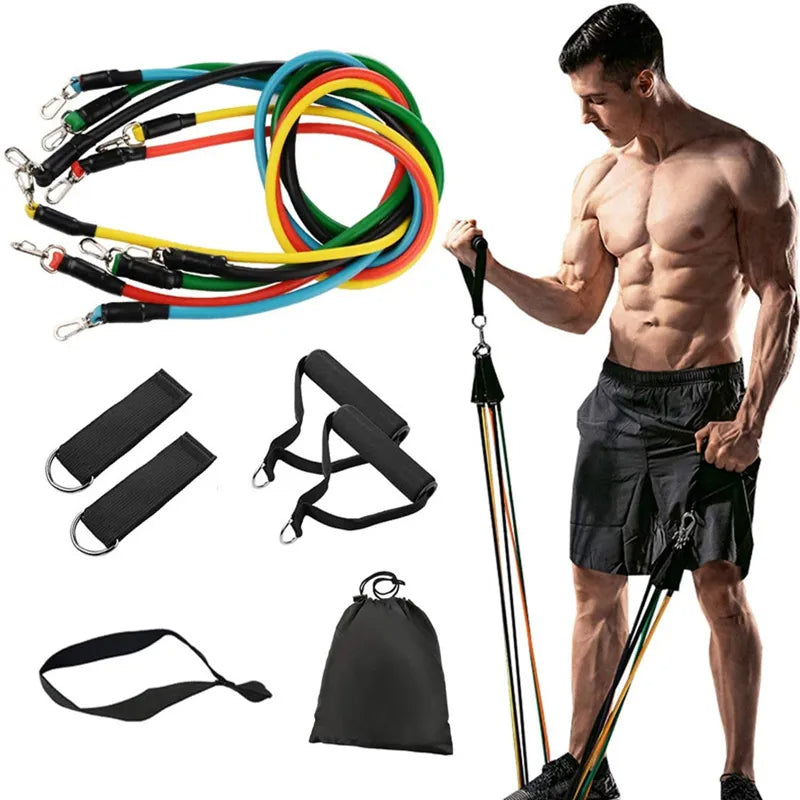 11 Pcs Power Exercise Resistance Band Set - Precious Mart