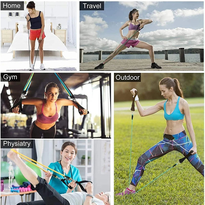 11 Pcs Power Exercise Resistance Band Set - Precious Mart